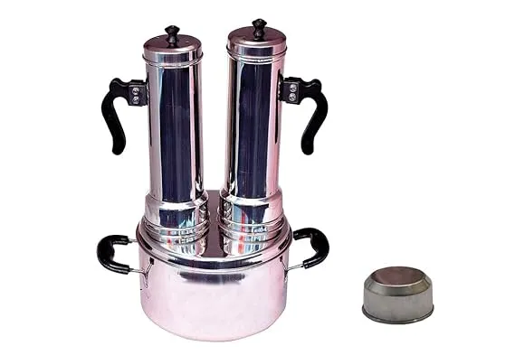 Nakshathra puttu Maker Puttu Kudam Puttu Steamer Big 2 Plus 1 Free Extra Big with Cap, White
